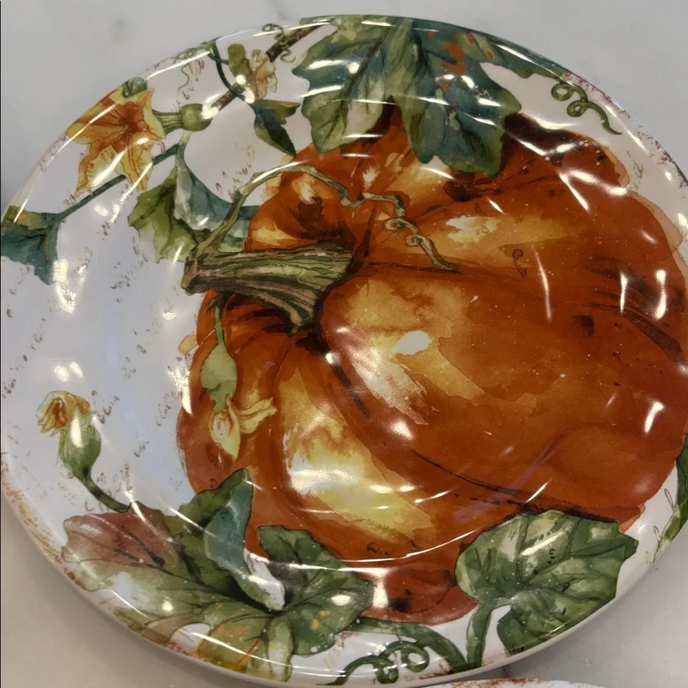 Pier 1 Imports Pumpkin Patch plate set (4)‎ Salad or dessert.